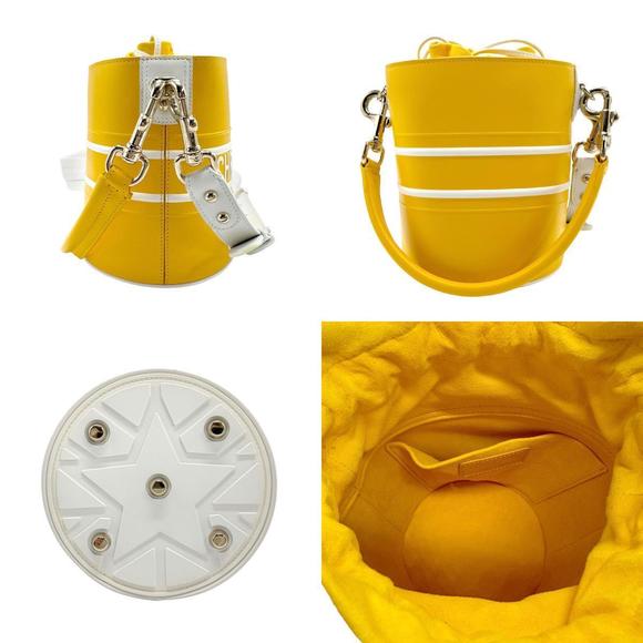 Dior Yellow  Leather Shoulder Bag Bucket Vibe Christian - Picture 1 of 5
